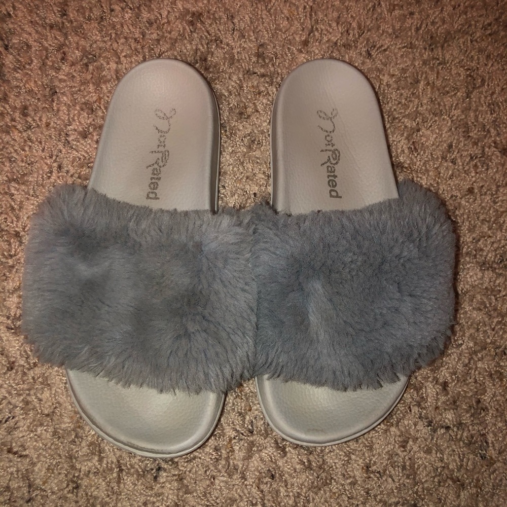 Fuzzy Gray Slippers